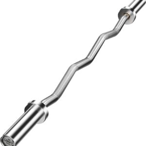 LOEFT Olympic EZ Curl Bar 47" Curling Bar 4ft Gym Weight Barbell Ceramics/ Chrome Finish 22 Lbs, 500 Lbs Capacity with 2 Needle Bearings for Weightlifting, Hip Thrusts, Squats and Lunge, for 2 Inch Weight Plates