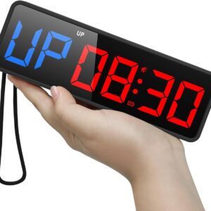 ANJANK Small Portable Gym Timer Clock, Stopwatch, Workout Interval Timer with Powerful Battery, Strong Magnet, Remote Control, Adjustable Brightness, Fitness Digital Timer for Home/Garage/Boxing