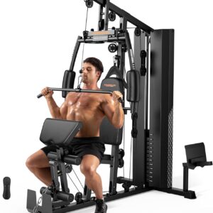 Home Gym with 154LBS Weight Stack, Multi Exercise Equipment with Leg Press, Cable Machine Exercise Equipment for Full Body Workout
