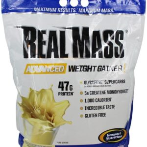 Gaspari Nutrition Real Mass, Advanced Weight Gainer, High Protein, Gycofuse Carbs, and Creatine Monohydrate, Modern Formulation for Mass (12 Pounds, Vanilla Milkshake)