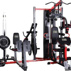 Fitvids Multifunctional Home Gym System Workout Station with Leg Extension and Preacher Curl, 122.5LB Weight Stack, Multiple Options, Multiple Packages