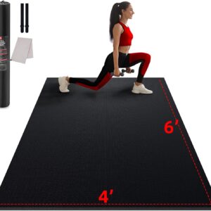 GymCope Large Exercise Mat for Home Workout,12‘x6’/10'x6'/9'x6'/8'x6'/7'x5'/6'x4' (7mm) Extra Thick Workout Mat, High-Density Gym Mat for Cardio, Jump Rope, MMA, Weights (Shoe-Friendly)